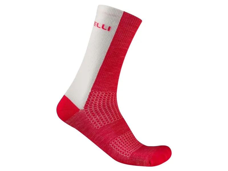 Castelli Logo 18 Merino Socks in Red/White