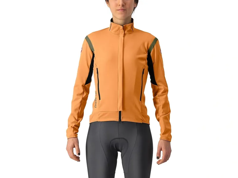 Balfes Bikes Castelli Perfetto RoS 2 Women's Jacket in Melon/Military Green | Free postage over £30, £10 off first order, price match & 0% finance.