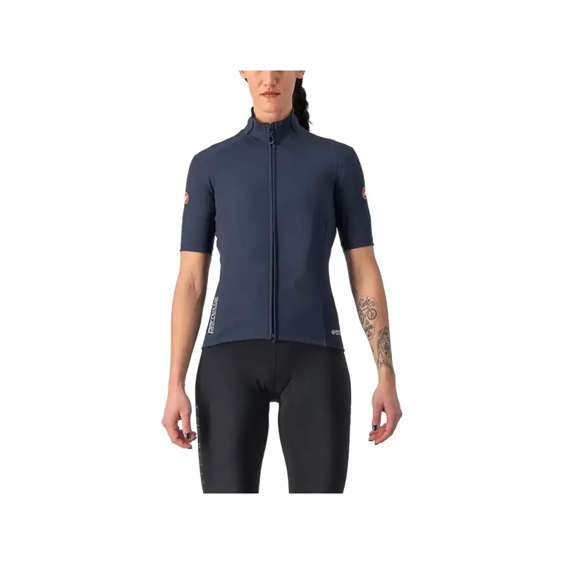 Balfes Bikes Castelli Perfetto RoS 2 Women's Short Sleeve Wind Jersey in Savile Blue | Free postage over £30, £10 off first order, price match & 0% finance.