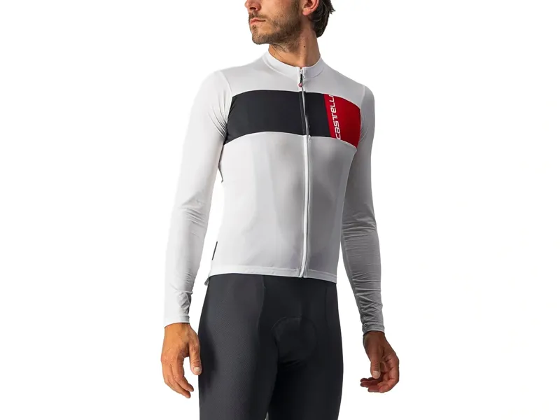Balfes Bikes Castelli Prologo 7 Long Sleeve Jersey in Ivory/Black/Red | Free postage over £30, £10 off first order, price match & 0% finance.