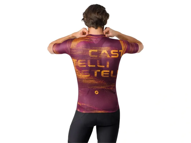 Castelli Stratus Logo Jersey in Deep Bordeaux/Winter Sky-2