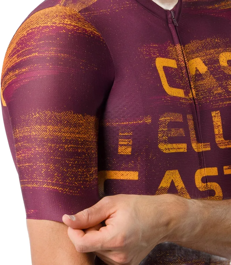 Castelli Stratus Logo Jersey in Deep Bordeaux/Winter Sky-3