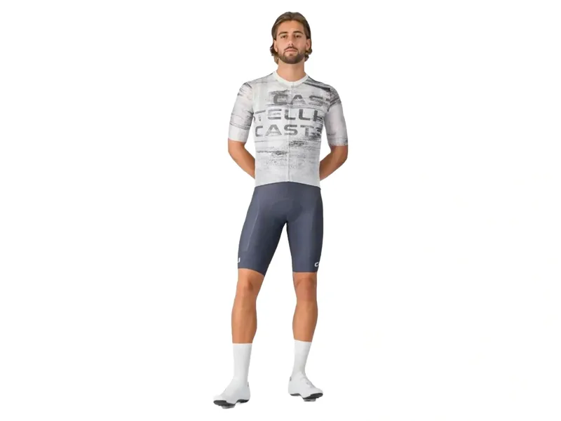 Castelli Stratus Logo Jersey in White/Smoky Grey