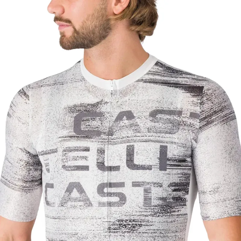 Castelli Stratus Logo Jersey in White/Smoky Grey-3