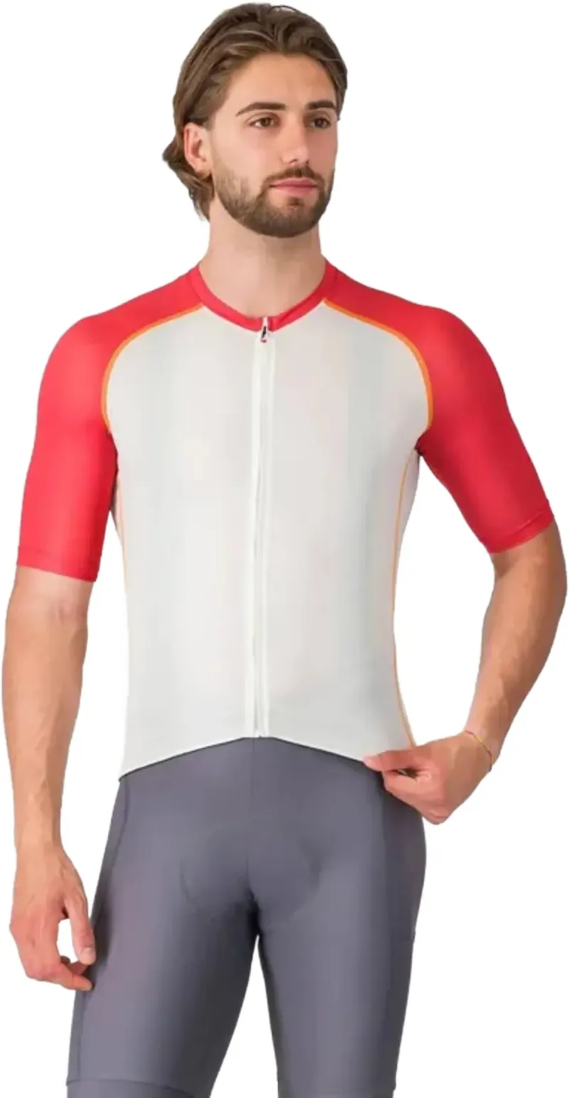 Castelli Unlimited Endurance 3 Jersey - Ivory/Rich Red-Vivid Orange