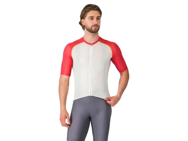 Castelli Unlimited Endurance 3 Jersey - Ivory/Rich Red-Vivid Orange