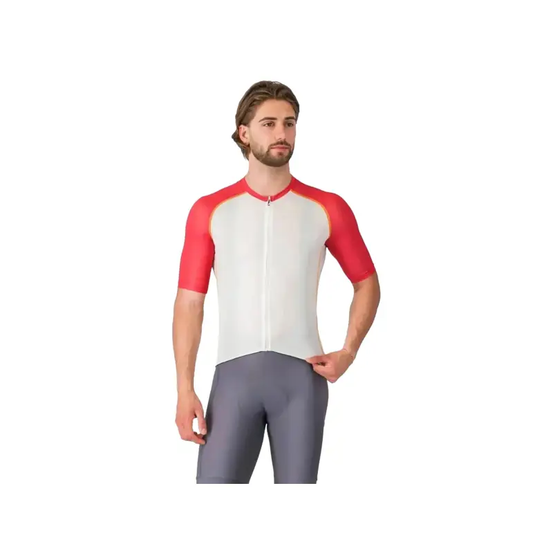 Balfes Bikes Castelli Unlimited Endurance 3 Jersey - Ivory/Rich Red-Vivid Orange | Free postage over £30, £10 off first order, price match & 0% finance.