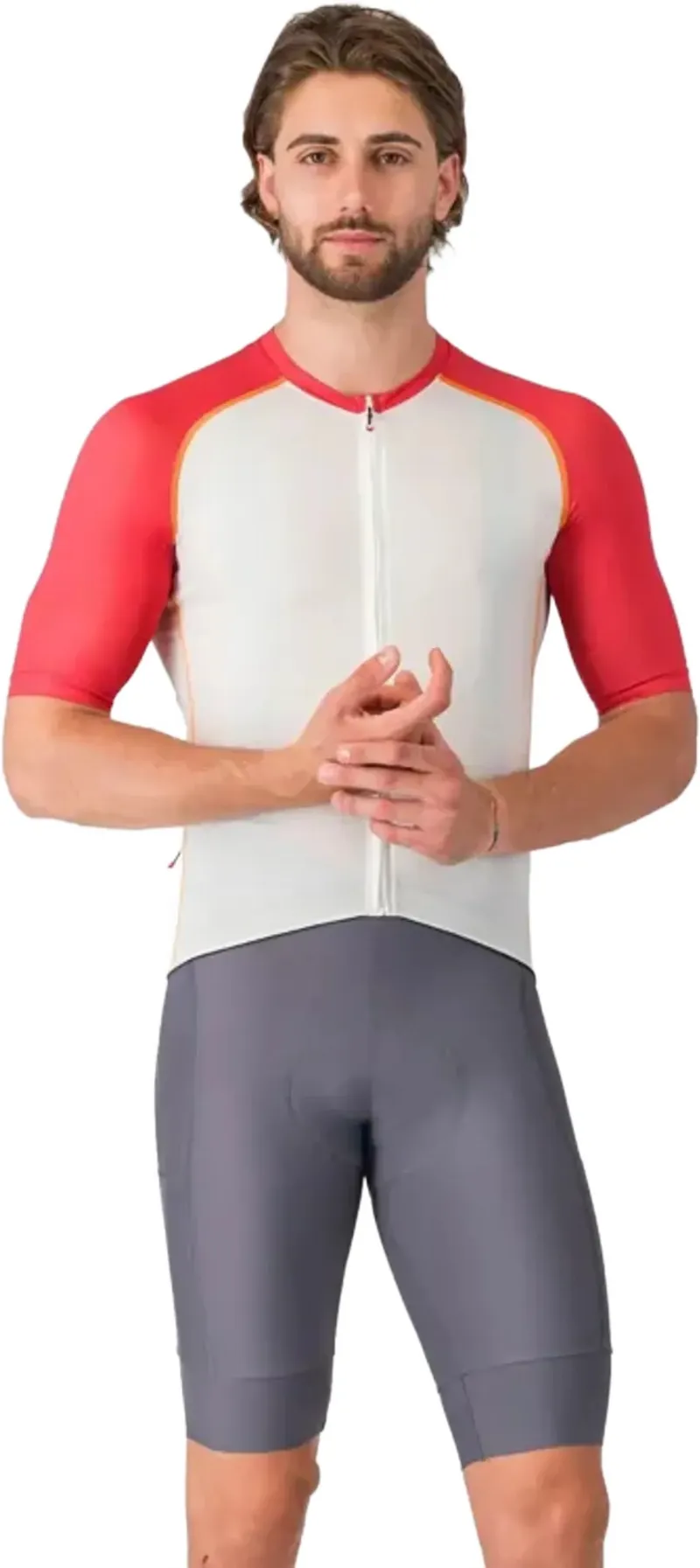 Castelli Unlimited Endurance 3 Jersey - Ivory/Rich Red-Vivid Orange-1