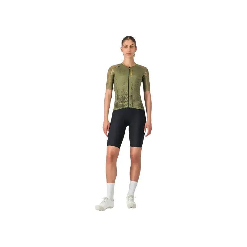 Balfes Bikes Castelli Unlimited Pro 2 Women's Jersey - Forest Green/Elmwood/Vivid Ora | Free postage over £30, £10 off first order, price match & 0% finance.
