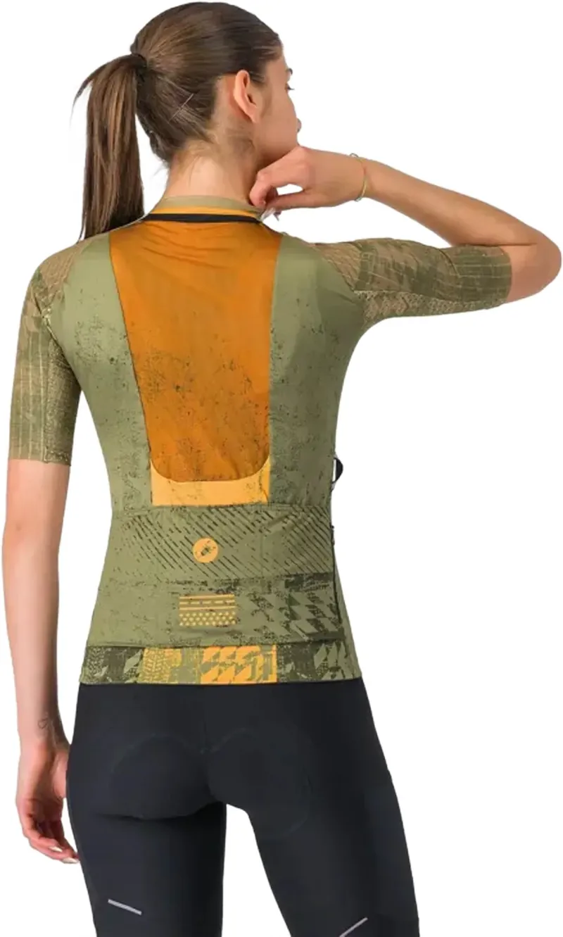 Castelli Unlimited Pro 2 Women's Jersey - Forest Green/Elmwood/Vivid Ora-2