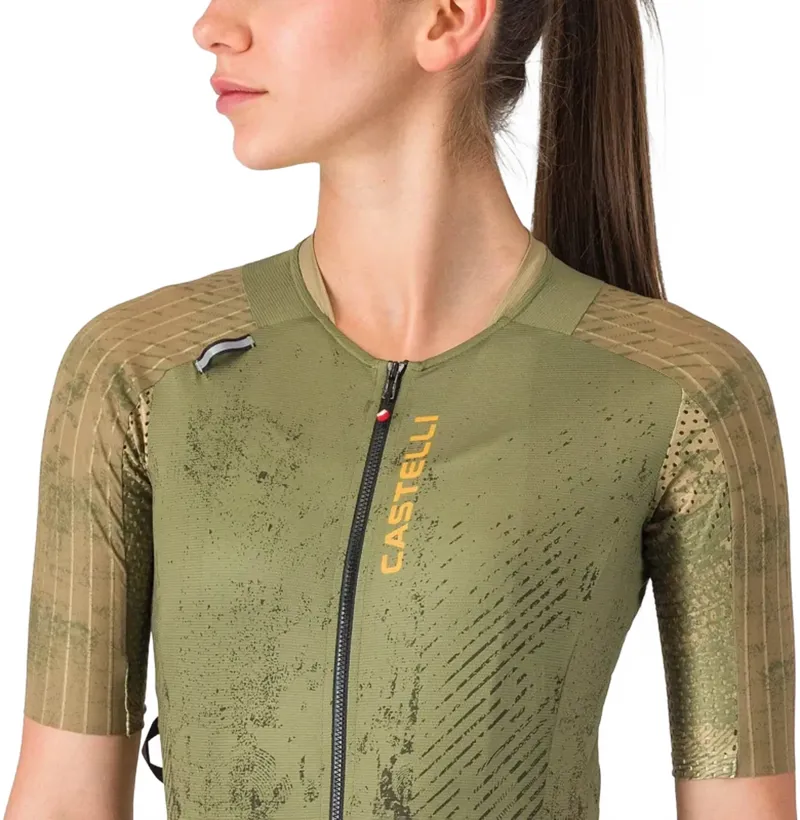 Castelli Unlimited Pro 2 Women's Jersey - Forest Green/Elmwood/Vivid Ora-4