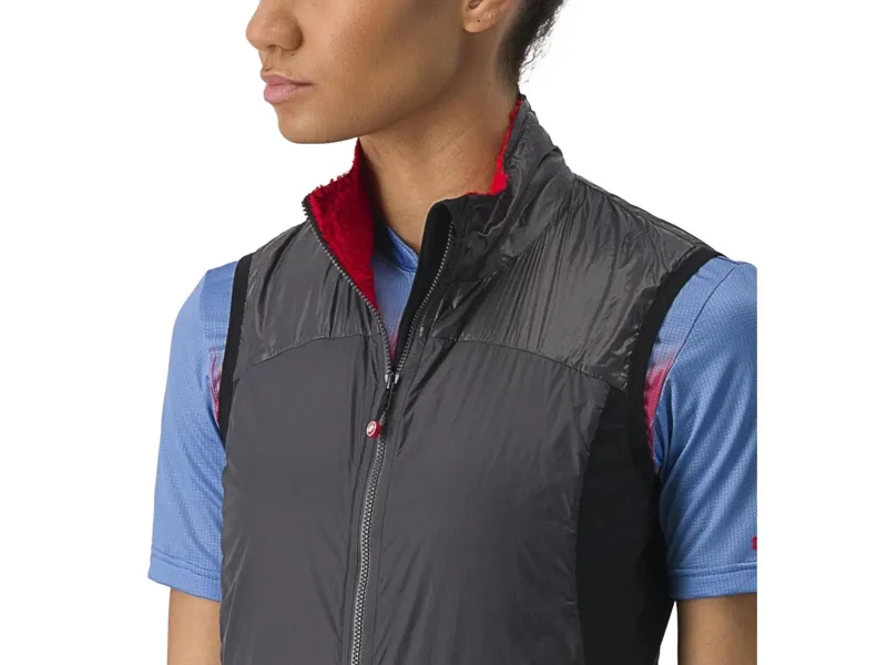 Castelli Unlimited Women's Puffy Vest in Grey/Red-4