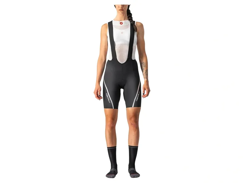 Balfes Bikes Castelli Velocissima 3 Women's Bib Shorts in Black/Silver | Free postage over £30, £10 off first order, price match & 0% finance.