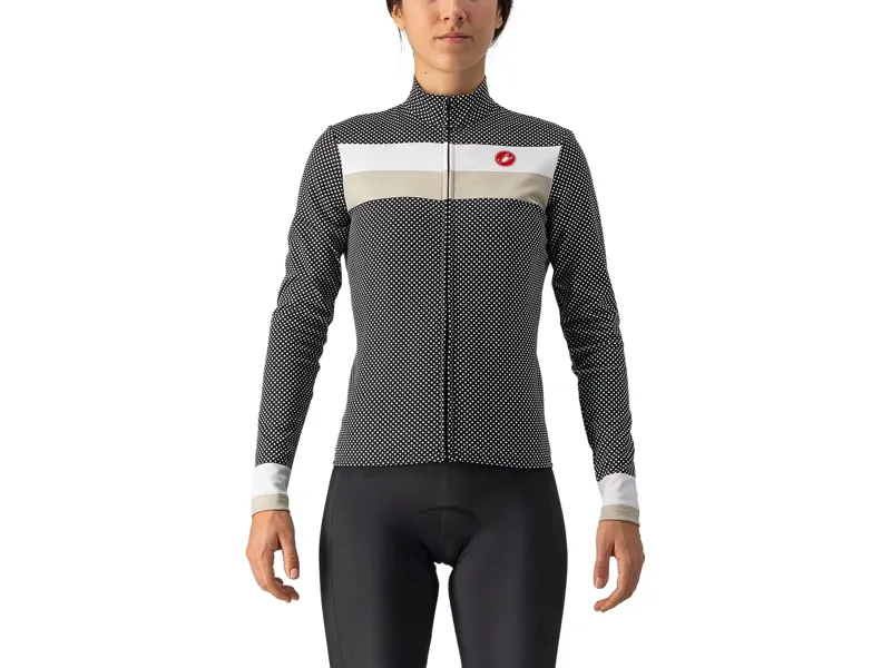 Balfes Bikes Castelli Volare Long Sleeve Women's Jersey in Black/White/Chalk | Free postage over £30, £10 off first order, price match & 0% finance.