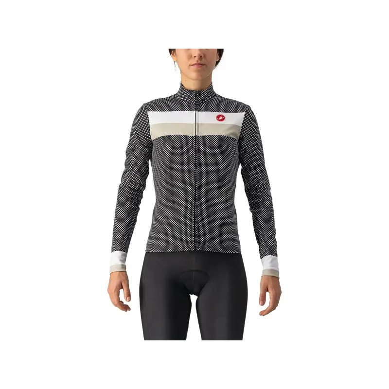 Balfes Bikes Castelli Volare Long Sleeve Women's Jersey in Black/White/Chalk | Free postage over £30, £10 off first order, price match & 0% finance.