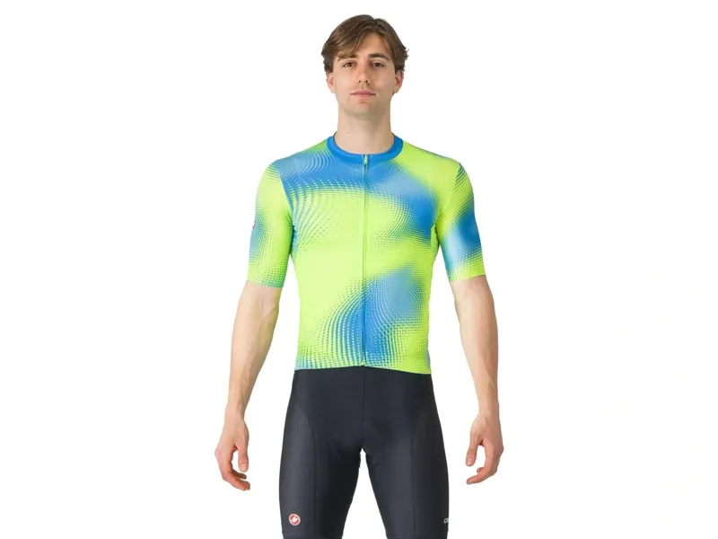 Balfes Bikes Castelli Vortice Short Sleeve Jersey in Aquamarine/Electric Lime | Free postage over £30, £10 off first order, price match & 0% finance.