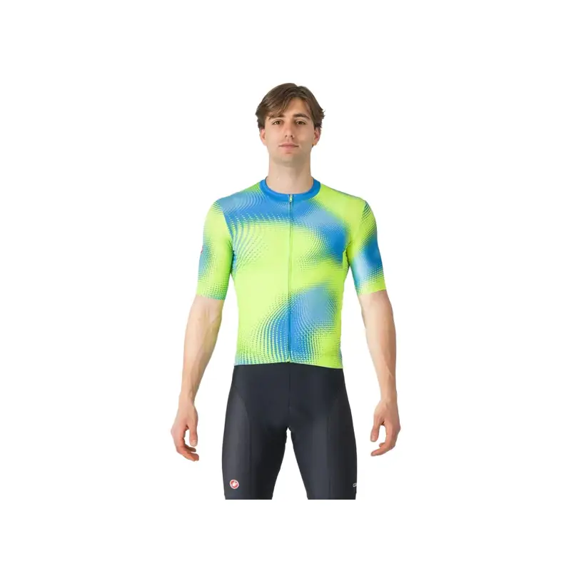 Balfes Bikes Castelli Vortice Short Sleeve Jersey in Aquamarine/Electric Lime | Free postage over £30, £10 off first order, price match & 0% finance.