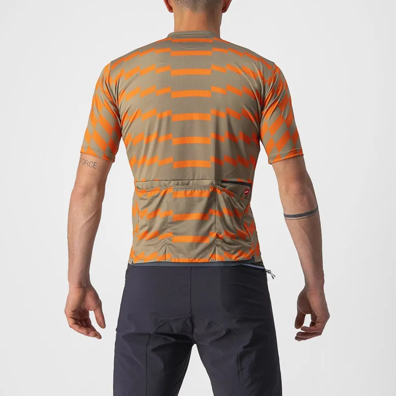 Castelli Unlimited Sterrato Short Sleeve Jersey in Olive Green/Orange Rust-3