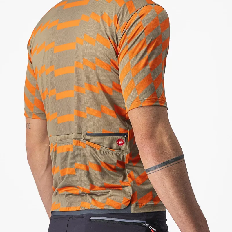 Castelli Unlimited Sterrato Short Sleeve Jersey in Olive Green/Orange Rust-2