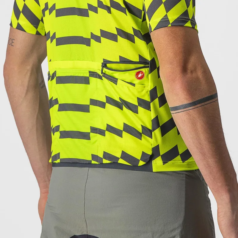 Castelli Unlimited Sterrato Short Sleeve Jersey in Electric Lime/Grey-2