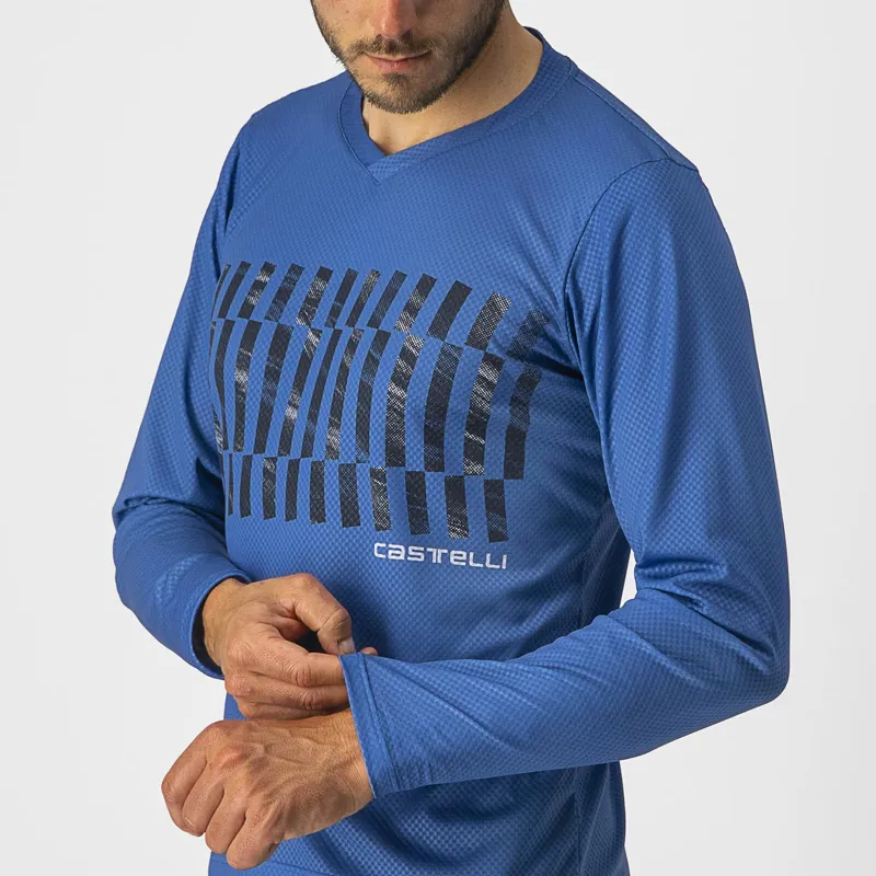 Castelli Trail Tech Long Sleeve T-Shirt in Blue/Savile Blue/Silver-2