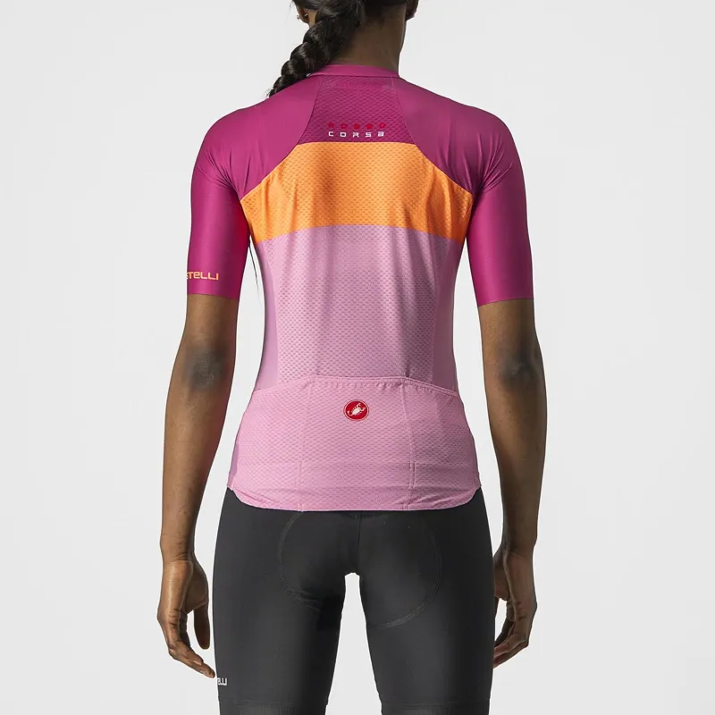 Castelli Aero Pro Women's Short Sleeve Jersey in Pink/Coral Flash/Magenta-1