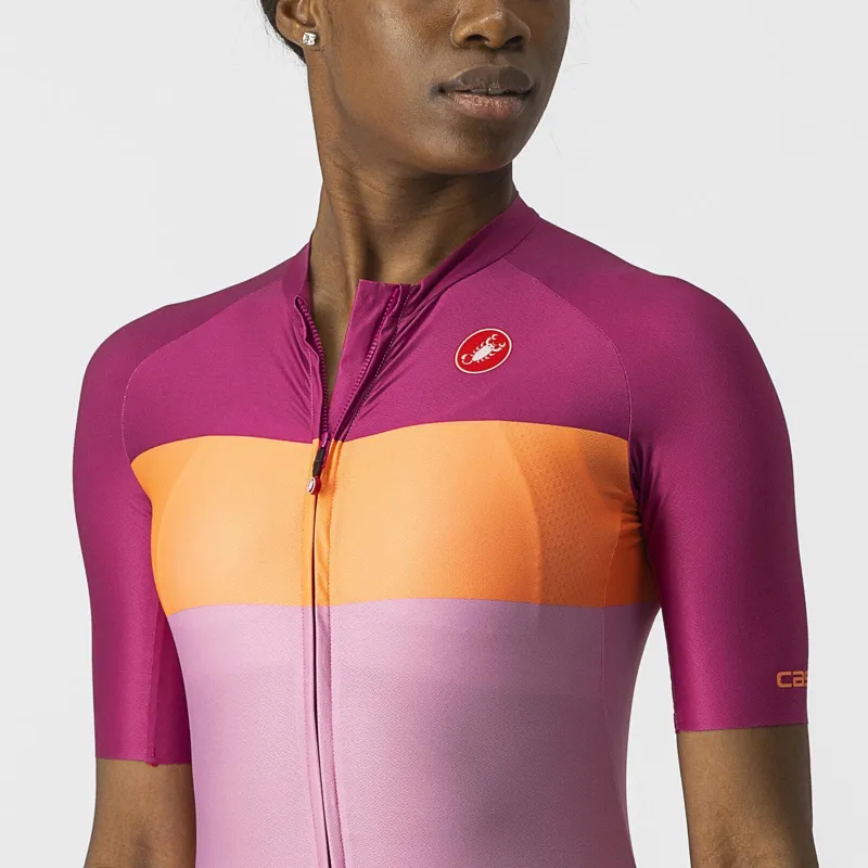 Castelli Aero Pro Women's Short Sleeve Jersey in Pink/Coral Flash/Magenta-3