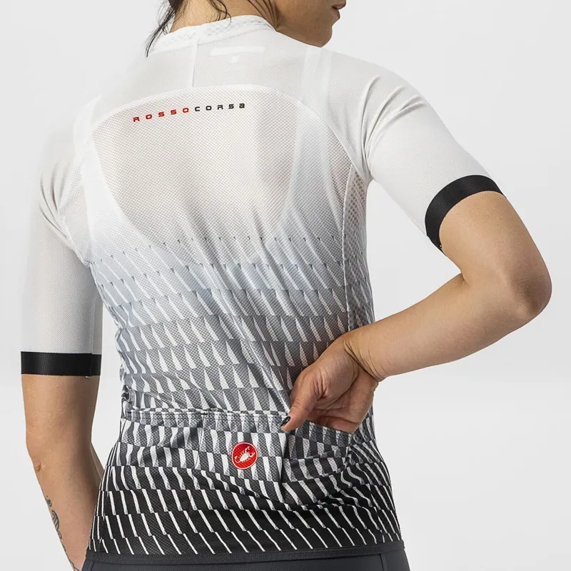 Castelli Climber's 2.0 Women's Short Sleeve Jersey in White/Silver Grey/Black-2