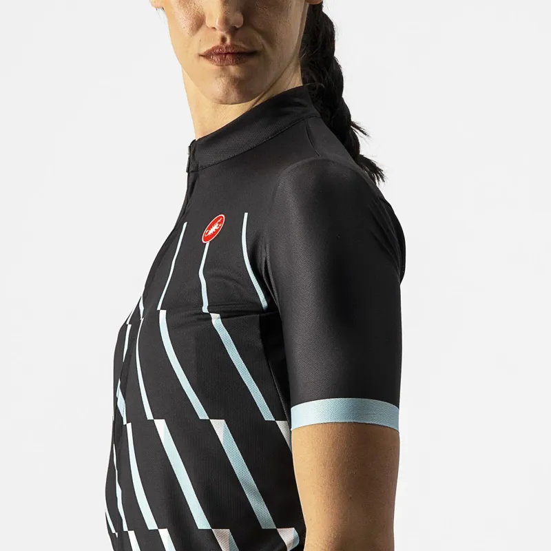 Castelli Pendio Women's Short Sleeve Jersey in Black/Sky/White-3