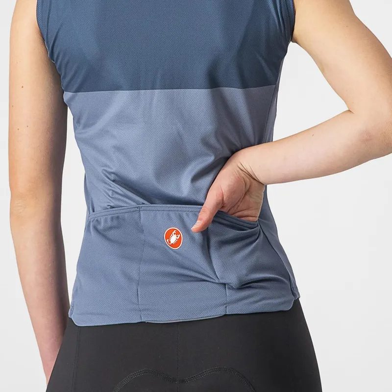 Castelli Velocissima Women's Sleeveless Jersey in Steel Blue/Moonlite Blue-2