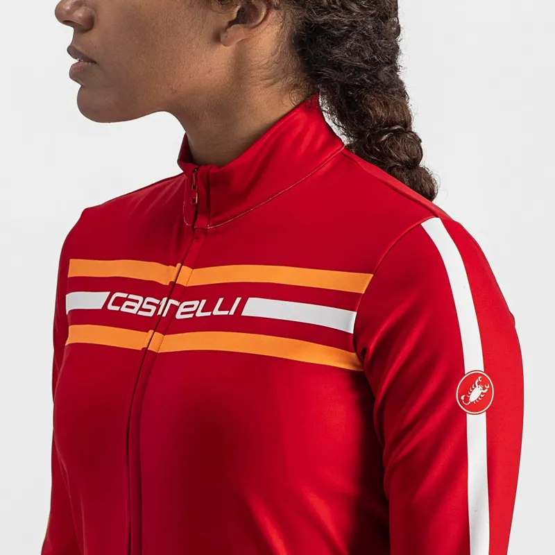 Castelli Unlimited Thermal Long Sleeve Women's Jersey in Dark Red-3