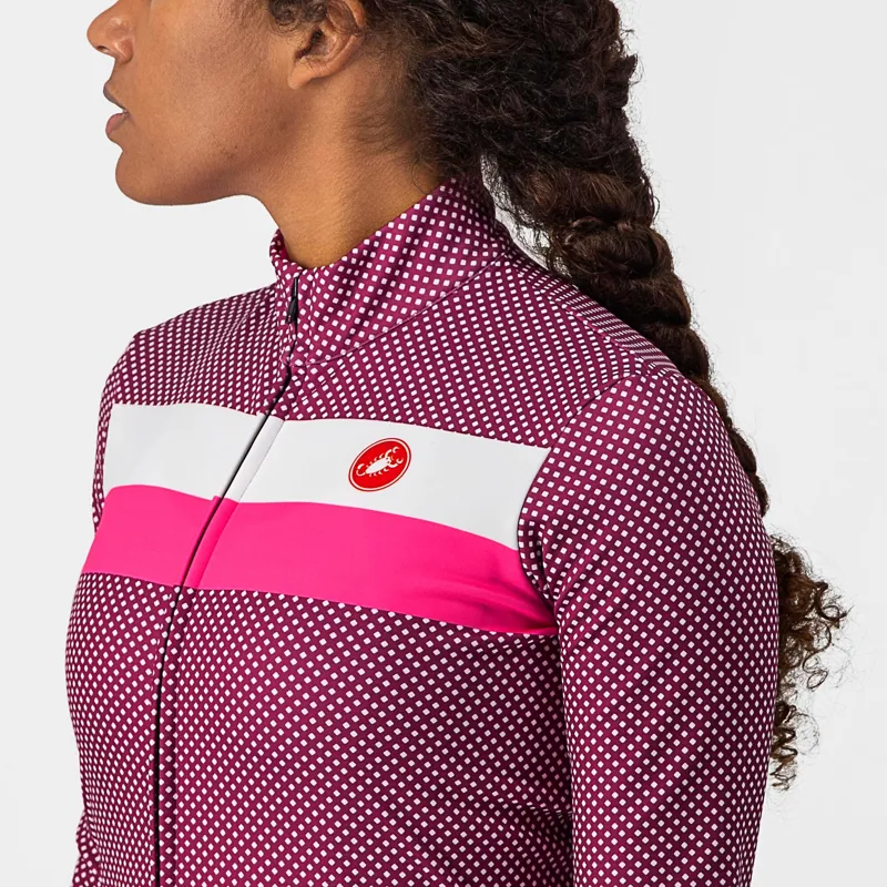 Castelli Volare Long Sleeve Women's Jersey in Cyclamen/White/Pink Fluo-2