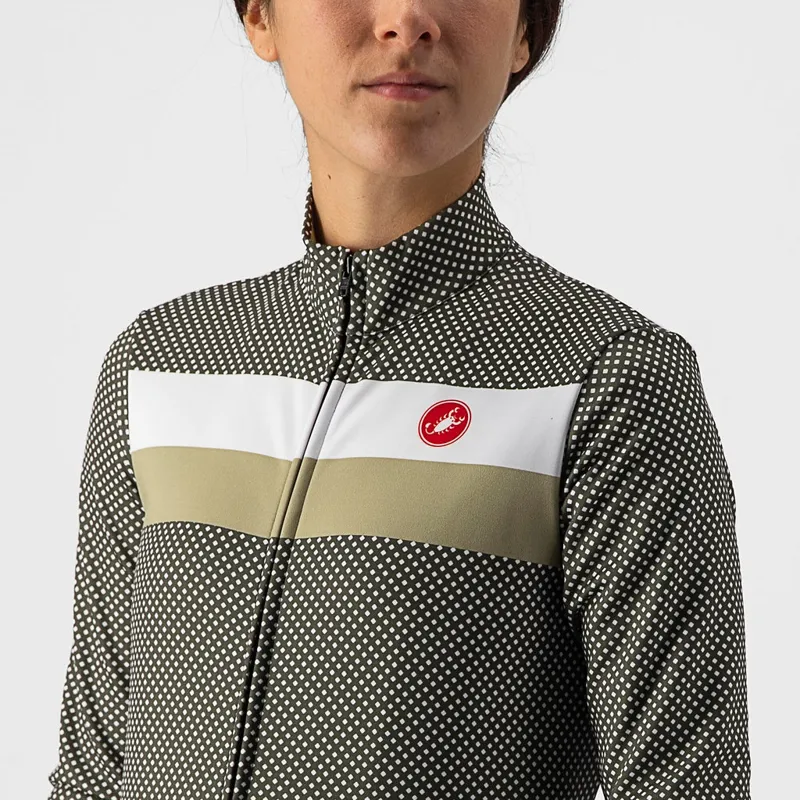 Castelli Volare Women's Long Sleeve Jersey in Military Green/White-Green Tea X-Small-2