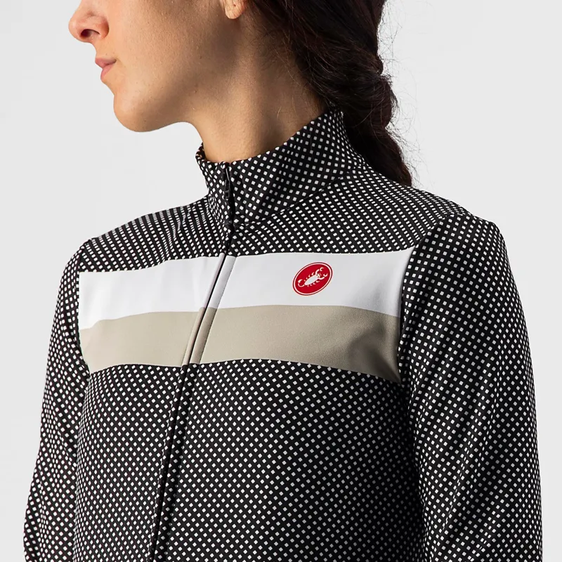 Castelli Volare Long Sleeve Women's Jersey in Black/White/Chalk-2