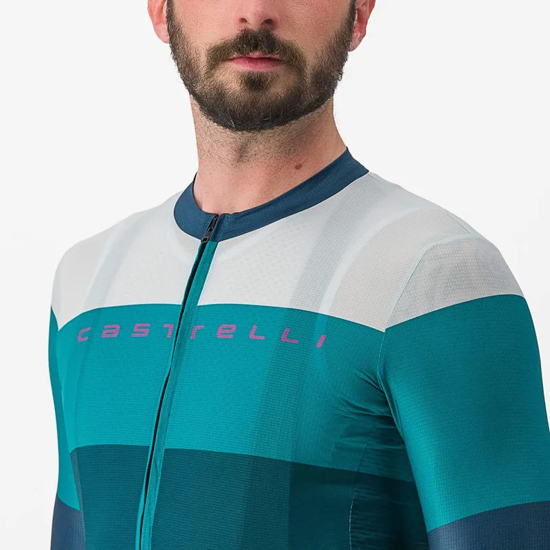 Castelli Sezione Short Sleeve Jersey in Teal/Quetzal Green-2