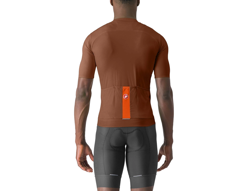 Castelli Prologo Lite Short Sleeve Jersey in Deep Mocha/Vivid Orange-1