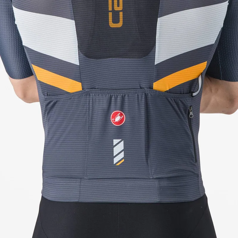 Castelli Unlimited Pro Short Sleeve Jersey in Twilight Blue/Winter Sky/Vivid Orange-4