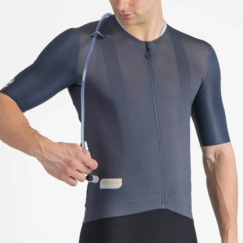 Castelli Unlimited Pro Short Sleeve Jersey in Twilight Blue/Winter Sky/Vivid Orange-6