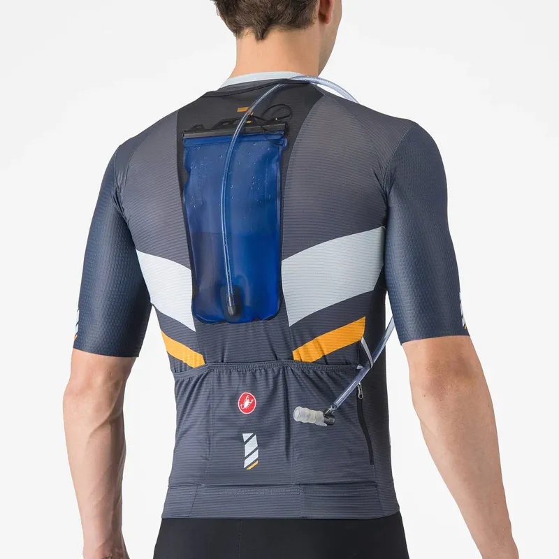 Castelli Unlimited Pro Short Sleeve Jersey in Twilight Blue/Winter Sky/Vivid Orange-7