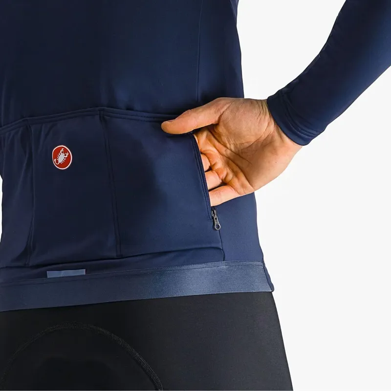 Castelli Espresso Thermal Long Sleeve Jersey in Belgian Blue-4
