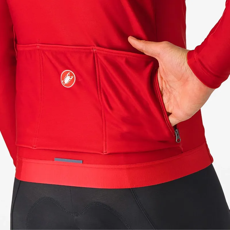 Castelli Espresso Thermal Long Sleeve Jersey in Rich Red-4