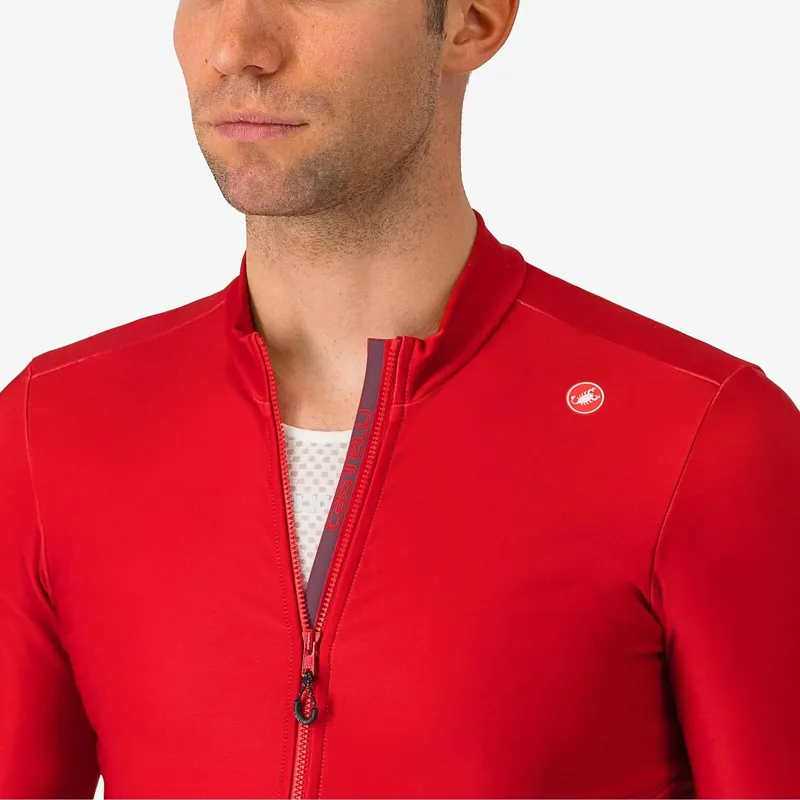 Castelli Espresso Thermal Long Sleeve Jersey in Rich Red-2