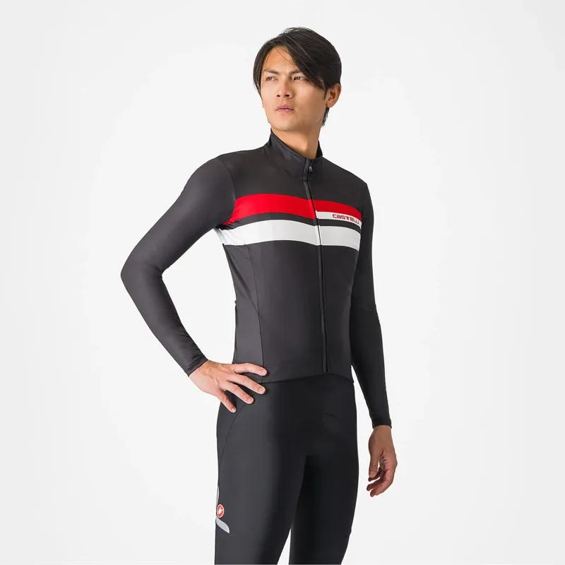 Castelli Lineare Long Sleeve Jersey in Light Black/Red/White