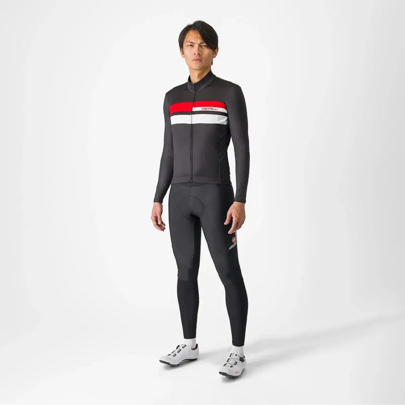 Castelli Lineare Long Sleeve Jersey in Light Black/Red/White-3