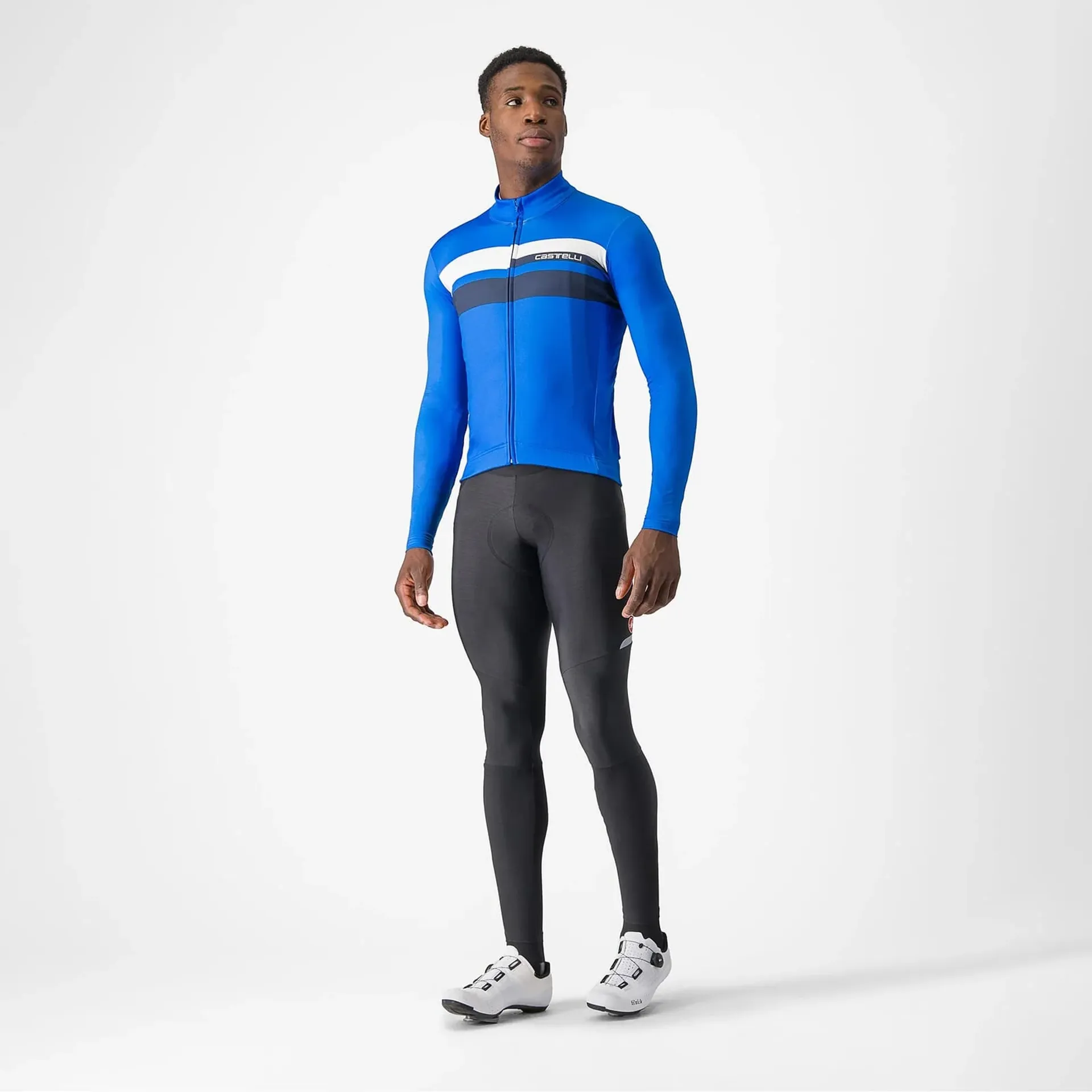 Castelli Lineare Jersey in Azzurro Italia/Belgian Blue/White