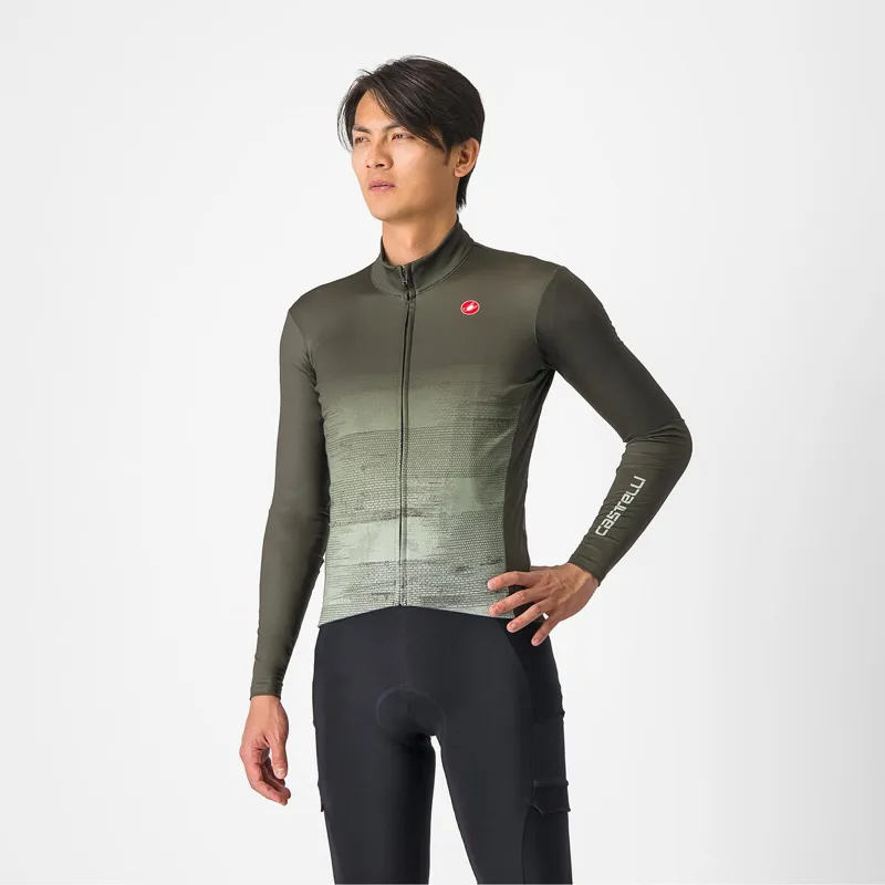 Castelli Unlimited Thermal Long Sleeve Jersey in Deep Green/Defender Green