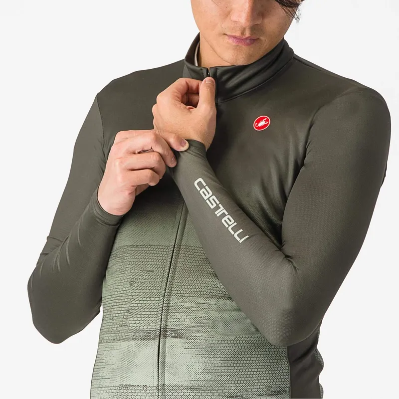 Castelli Unlimited Thermal Long Sleeve Jersey in Deep Green/Defender Green-3