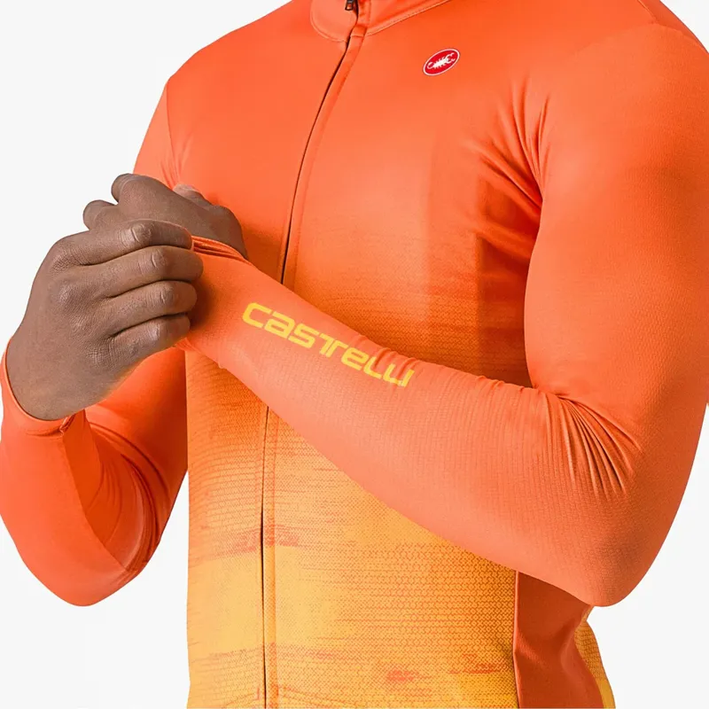 Castelli Unlimited Thermal Long Sleeve Jersey in Orange Rust/Goldenrod-2
