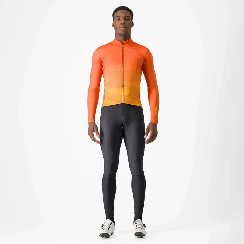 Castelli Unlimited Thermal Long Sleeve Jersey in Orange Rust/Goldenrod-4