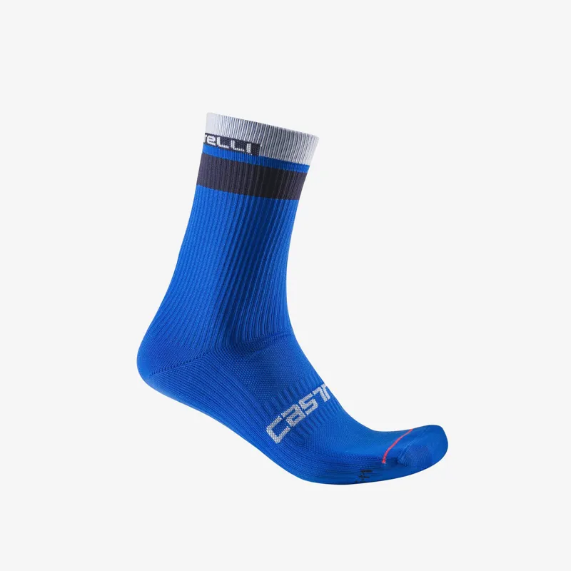  Castelli Gara Thermal 18 Socks in Azzurro Italia/Belgian Blue/White